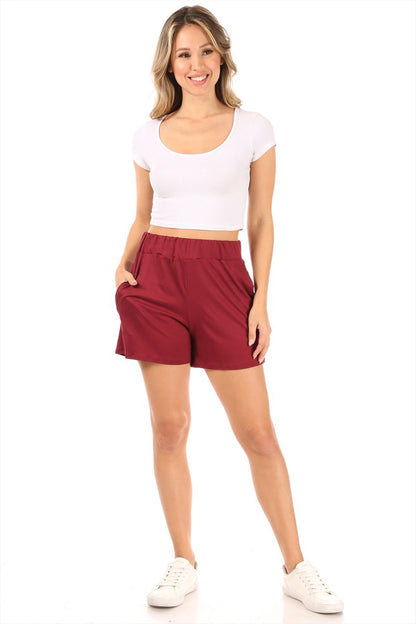 Women's Essential High Waist Solid Pull-On Shorts for Casual Wear