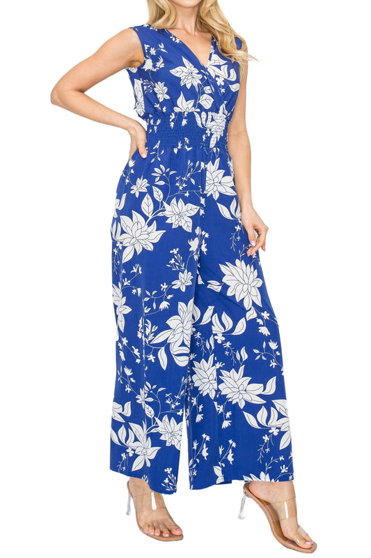 Floral Print Sleeveless Wide-Leg Jumpsuit with Elastic Waist #ZD22063C77 $9.50