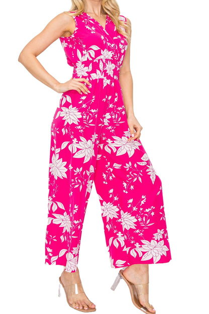 Floral Print Sleeveless Wide-Leg Jumpsuit with Elastic Waist #ZD22063C77 $9.50