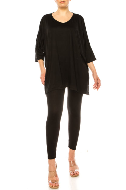 2-Piece Lounge Set Buttery Soft Tunic and Black Leggings