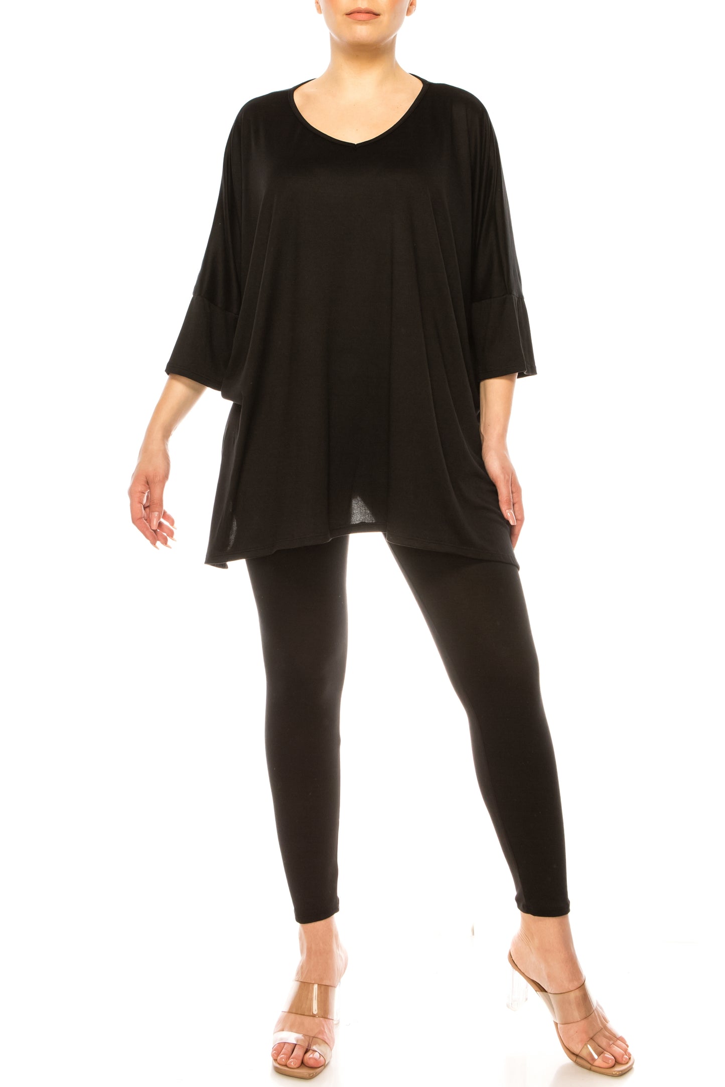 2-Piece Lounge Set Buttery Soft Tunic and Black Leggings