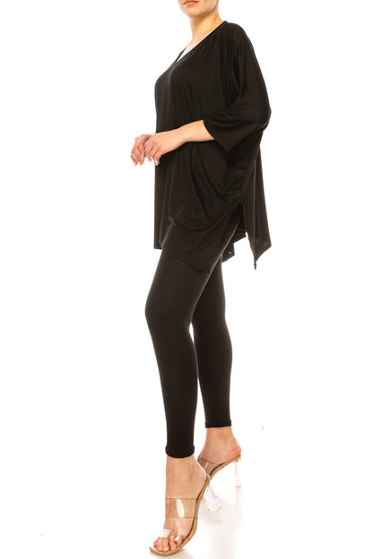 2-Piece Lounge Set Buttery Soft Tunic and Black Leggings