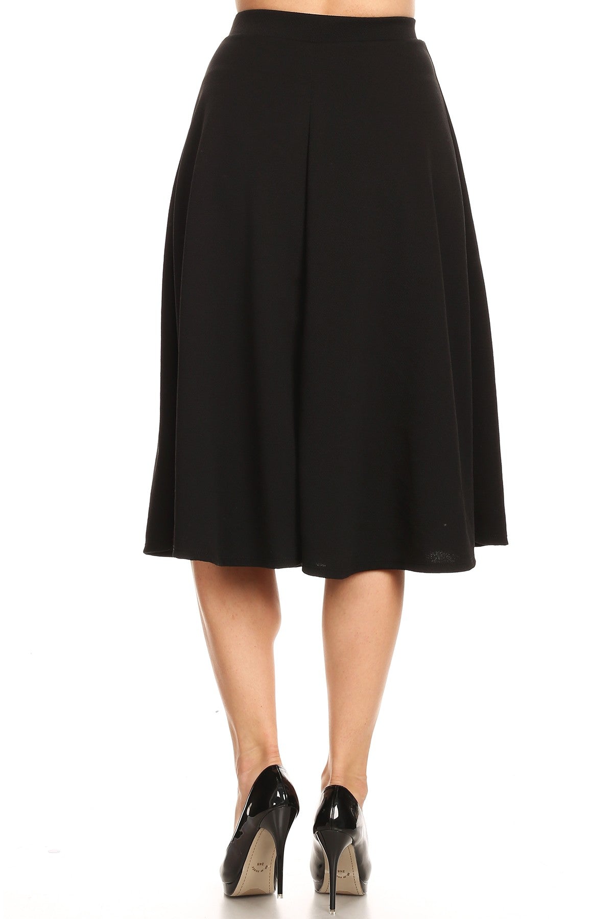 Women's Flared Lightweight Elastic Midi A-line Skirt