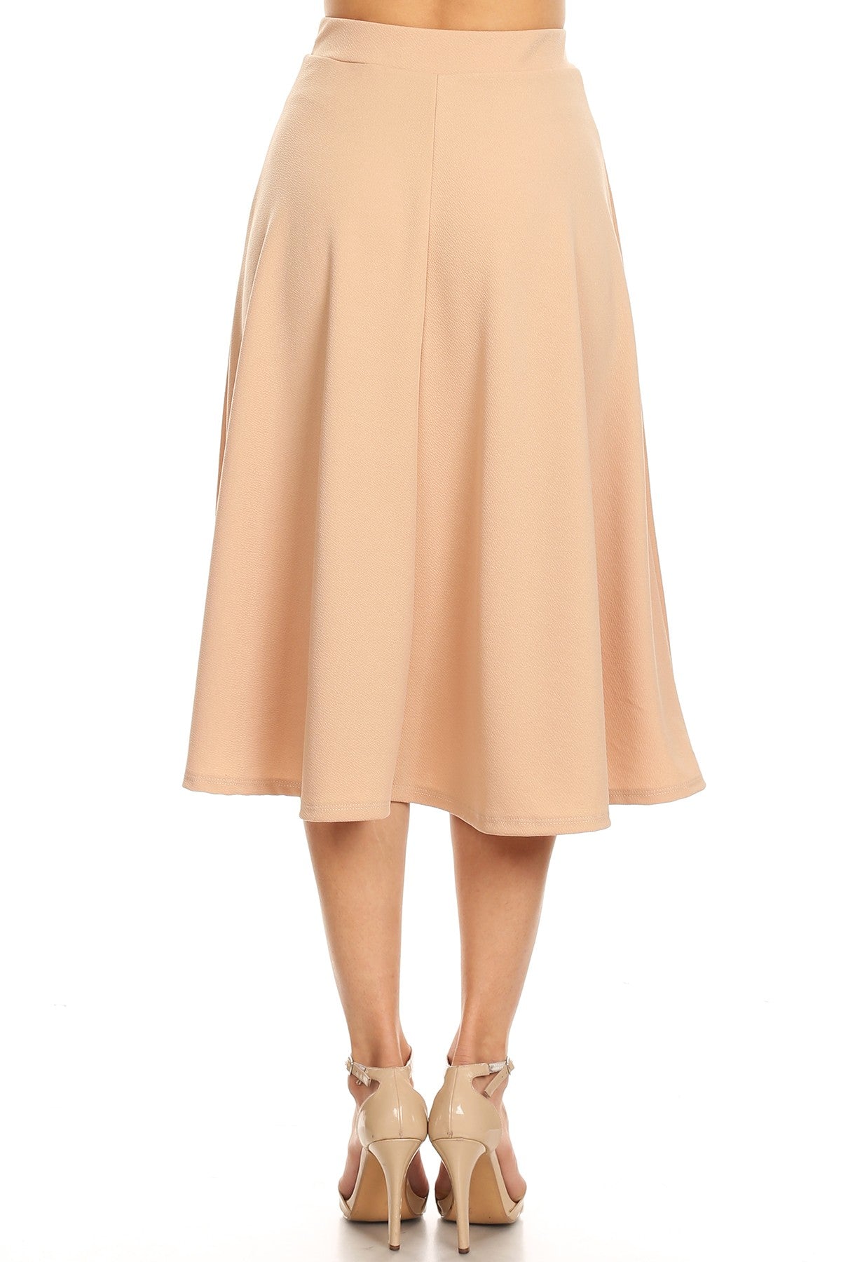 Women's Flared Lightweight Elastic Midi A-line Skirt