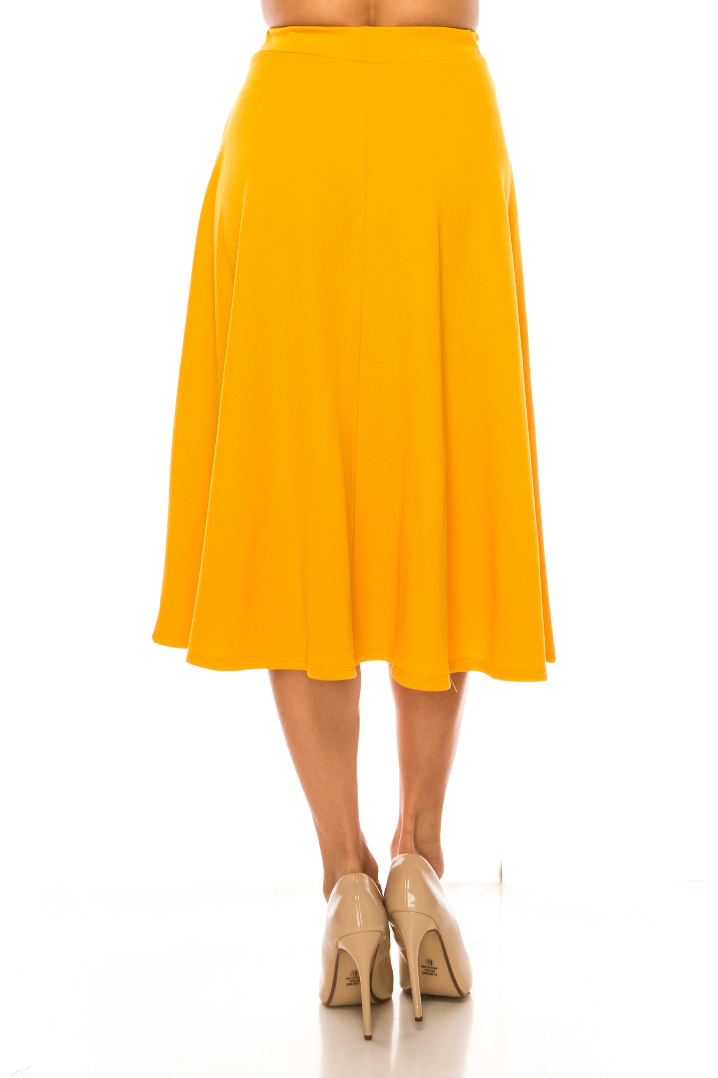 Women's Flared Lightweight Elastic Midi A-line Skirt