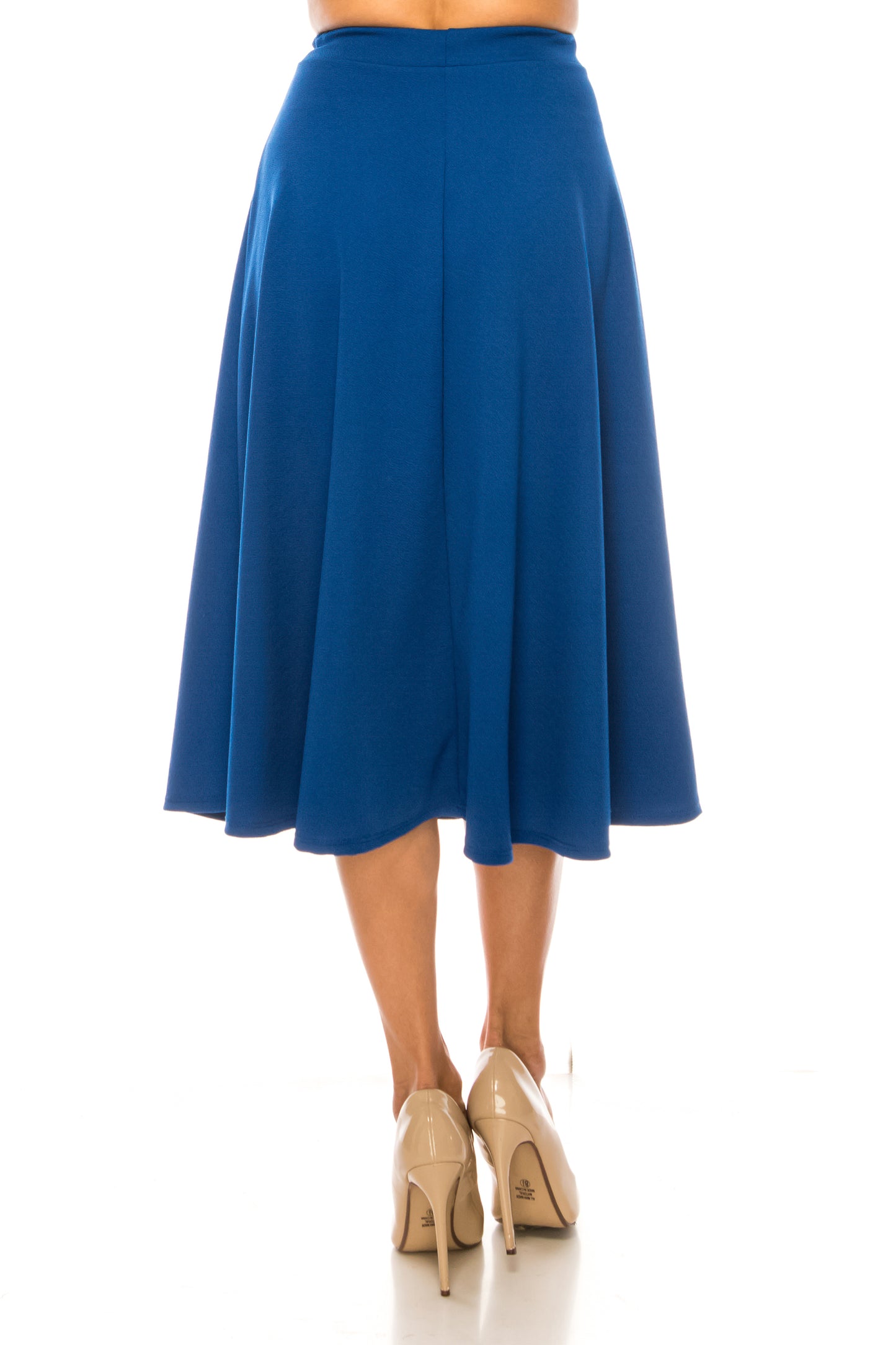 Women's Flared Lightweight Elastic Midi A-line Skirt