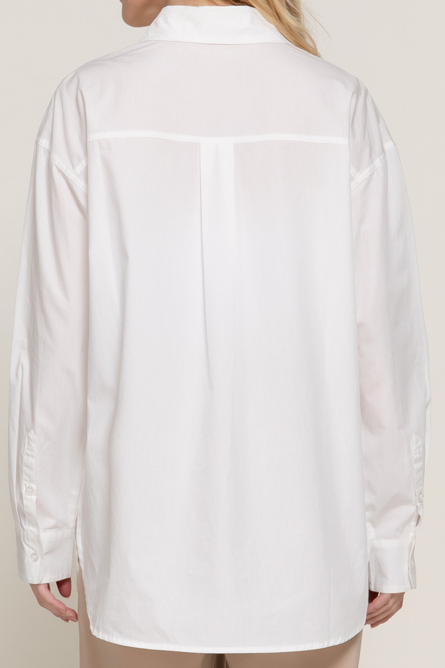 Women's Relaxed Cotton Shirt Long Sleeve Soft and Breathable Poplin Fabric