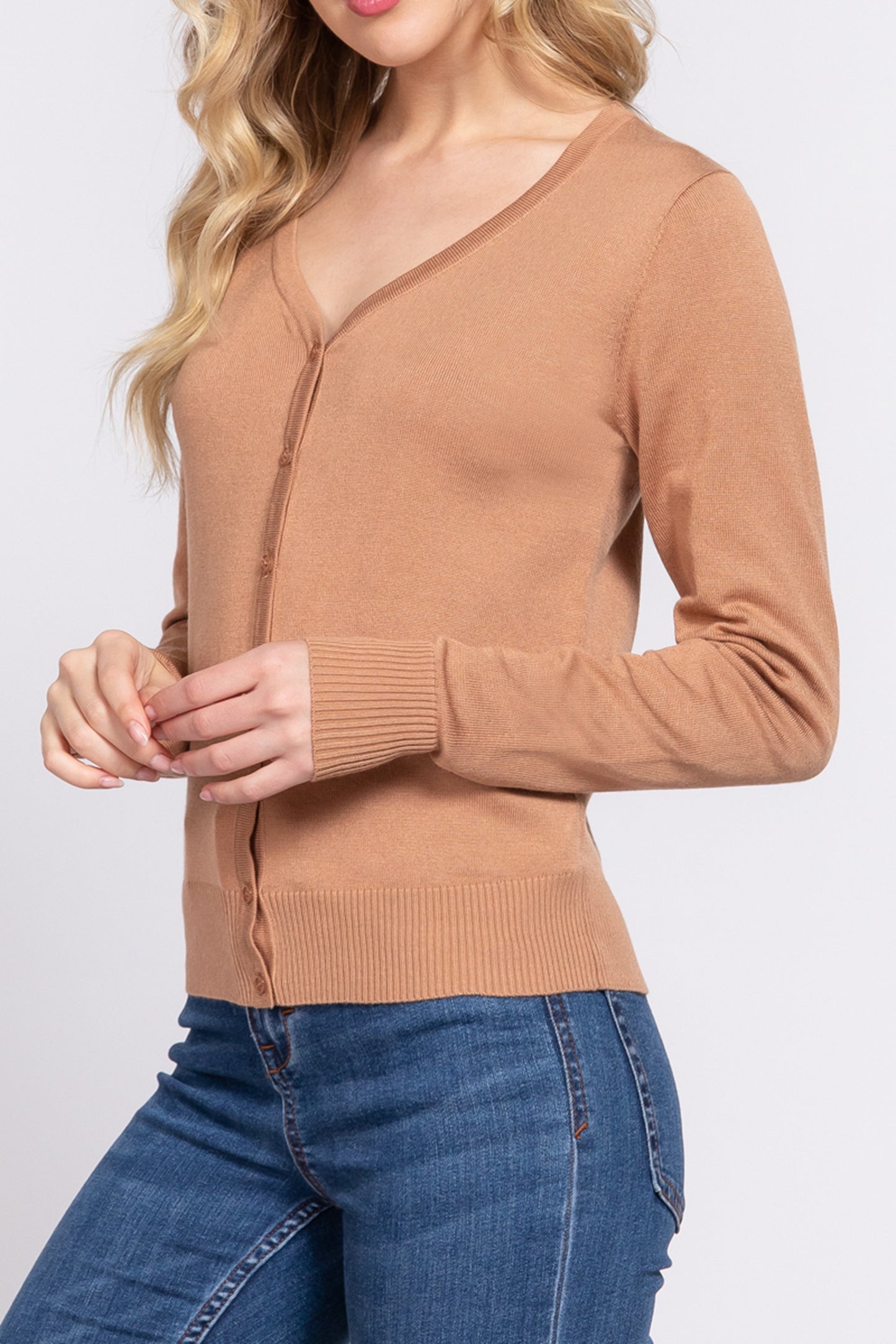 Women's Classic Sweater Cardigan V-Neck, Button Front, Long Sleeve Design