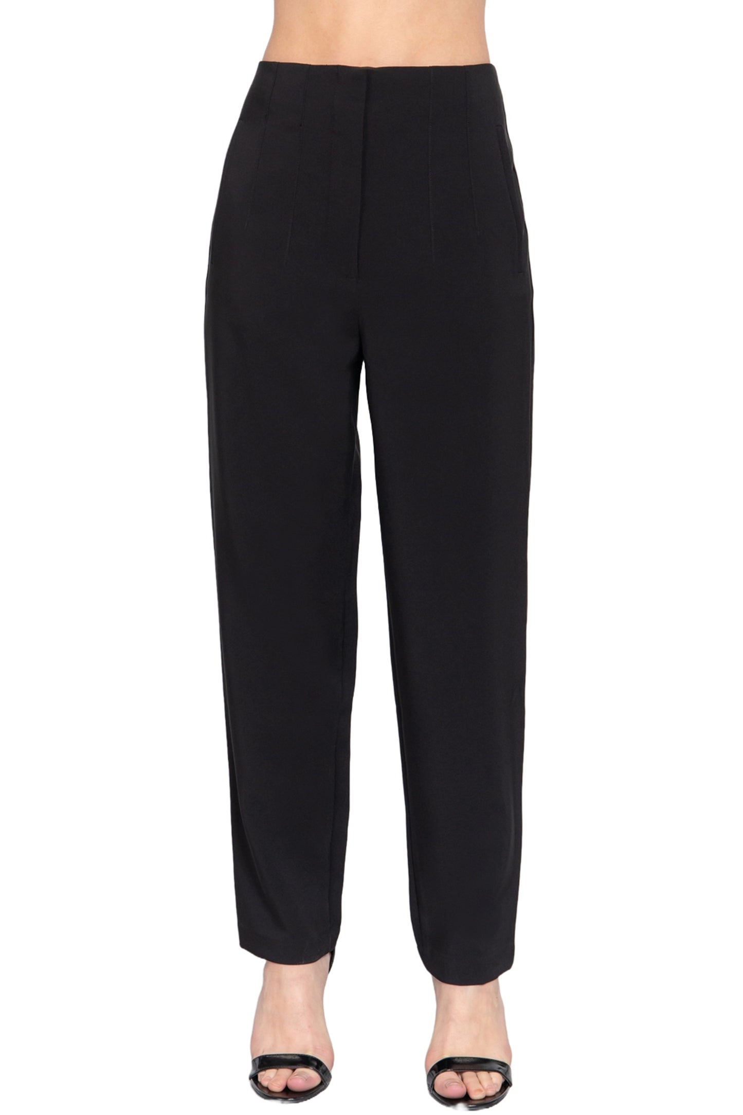 Women's High Waist Pintuck Pants Straight-Leg Design