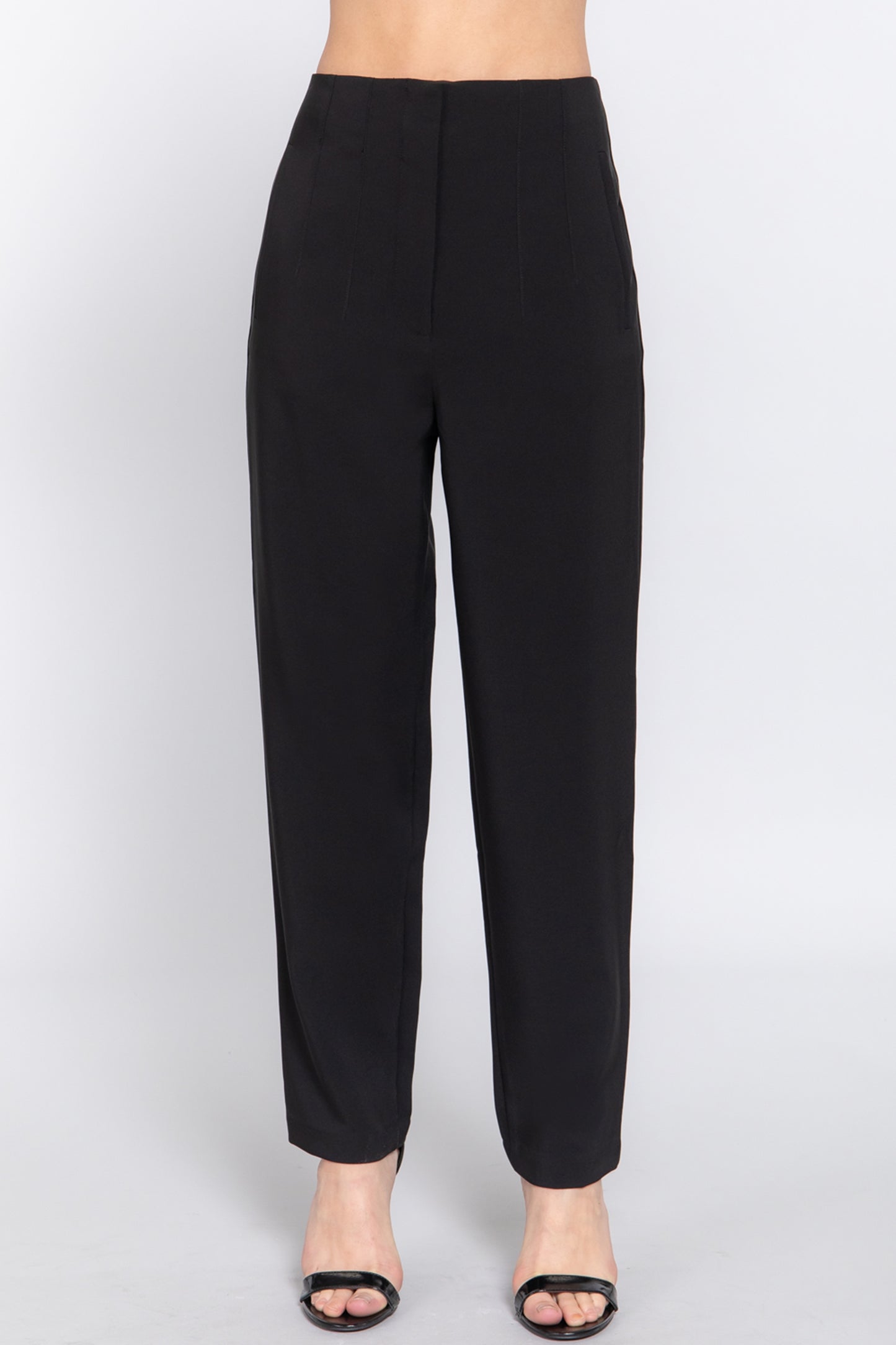 Women's High Waist Pintuck Pants Straight-Leg Design