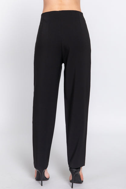 Women's High Waist Pintuck Pants Straight-Leg Design