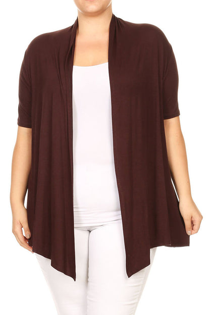 Women's Plus Size Casual Short Sleeve Cardigan