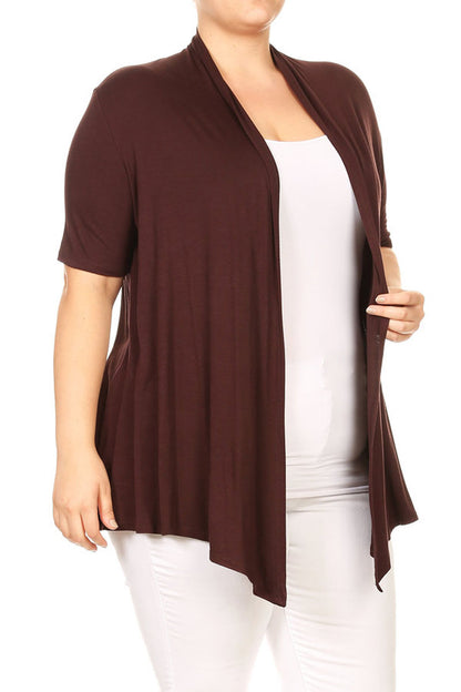 Women's Plus Size Casual Short Sleeve Cardigan