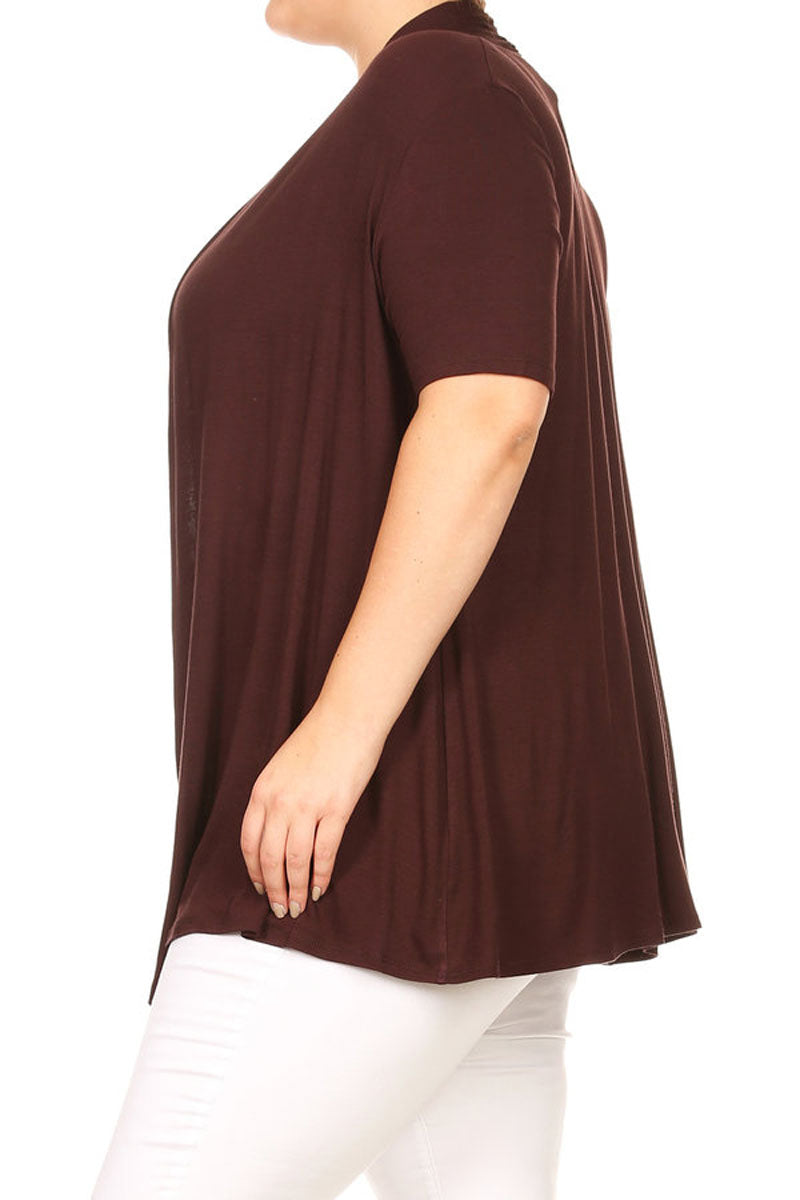 Women's Plus Size Casual Short Sleeve Cardigan