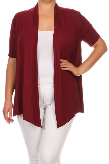 Women's Plus Size Casual Short Sleeve Cardigan