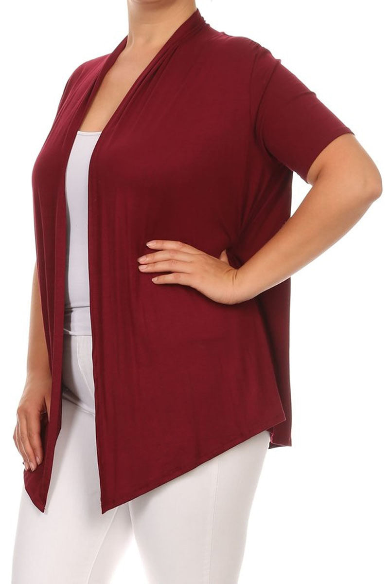 Women's Plus Size Casual Short Sleeve Cardigan