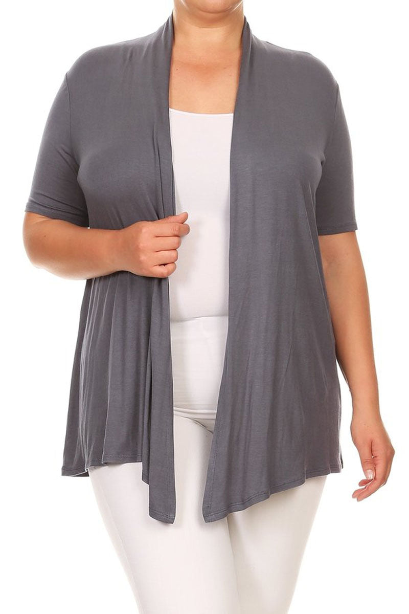 Women's Plus Size Casual Short Sleeve Cardigan