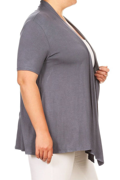 Women's Plus Size Casual Short Sleeve Cardigan