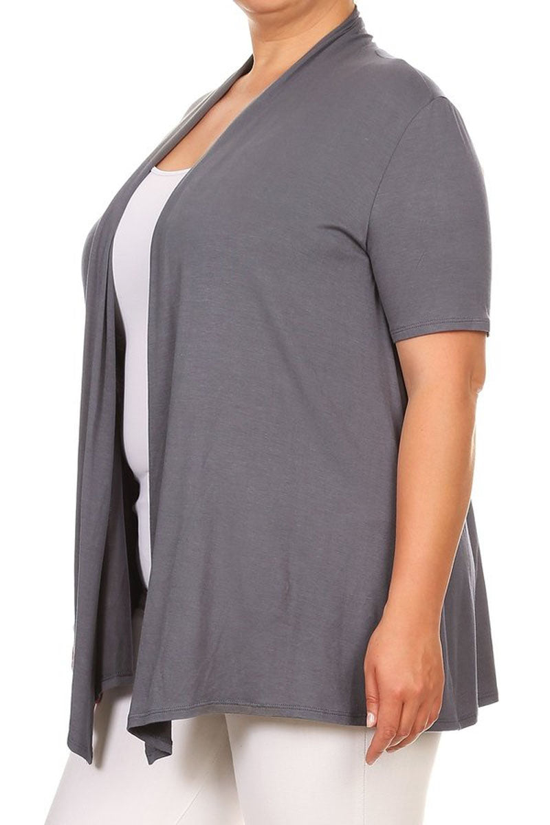 Women's Plus Size Casual Short Sleeve Cardigan