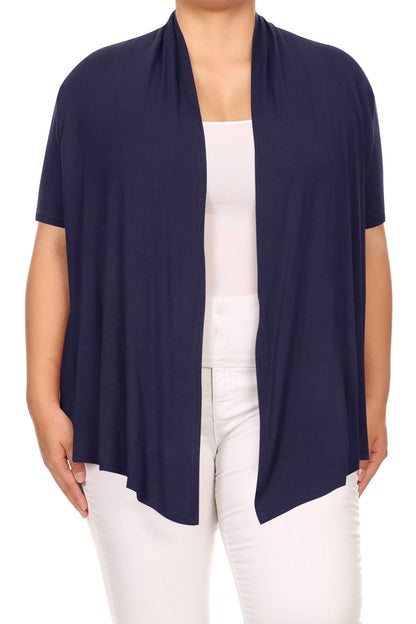 Women's Plus Size Casual Short Sleeve Cardigan