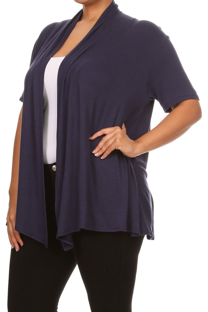 Women's Plus Size Casual Short Sleeve Cardigan