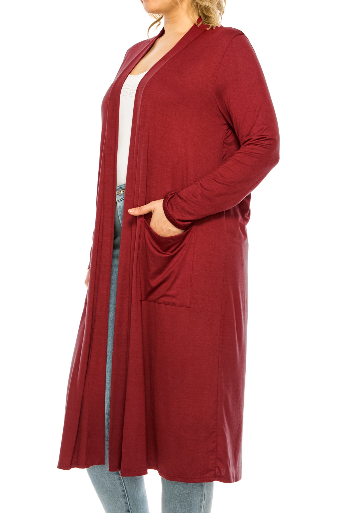 Women's Plus Size, Casual Long Open Front Drape Lightweight Duster Sweater Cardigan.