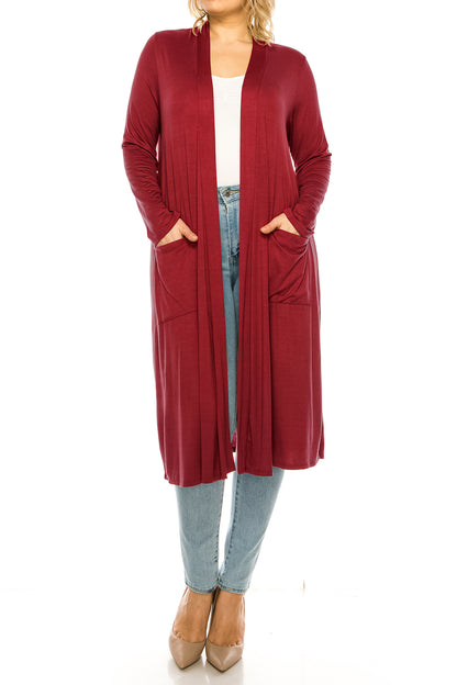 Women's Plus Size, Casual Long Open Front Drape Lightweight Duster Sweater Cardigan.