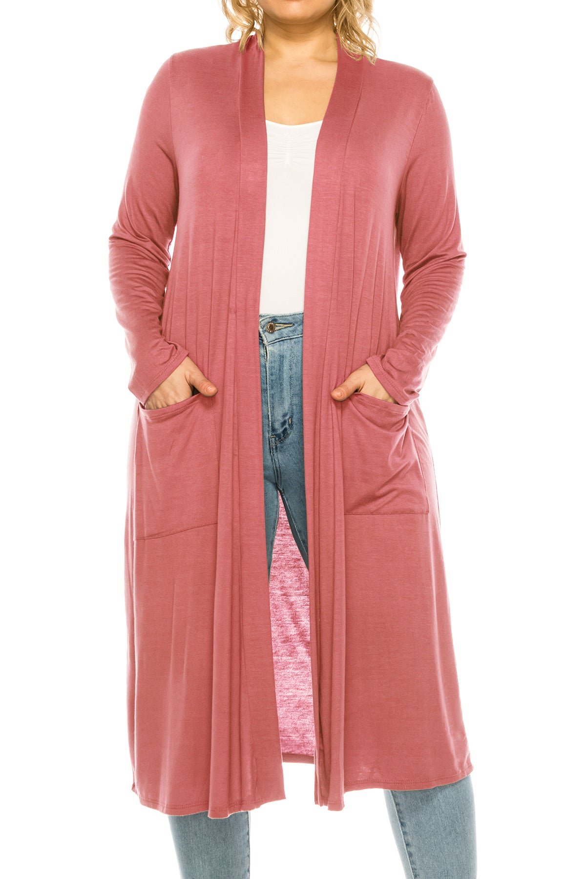 Women's Plus Size, Casual Long Open Front Drape Lightweight Duster Sweater Cardigan.