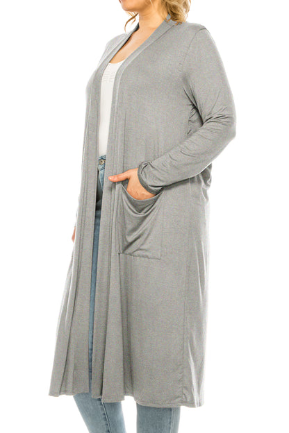 Women's Plus Size, Casual Long Open Front Drape Lightweight Duster Sweater Cardigan.