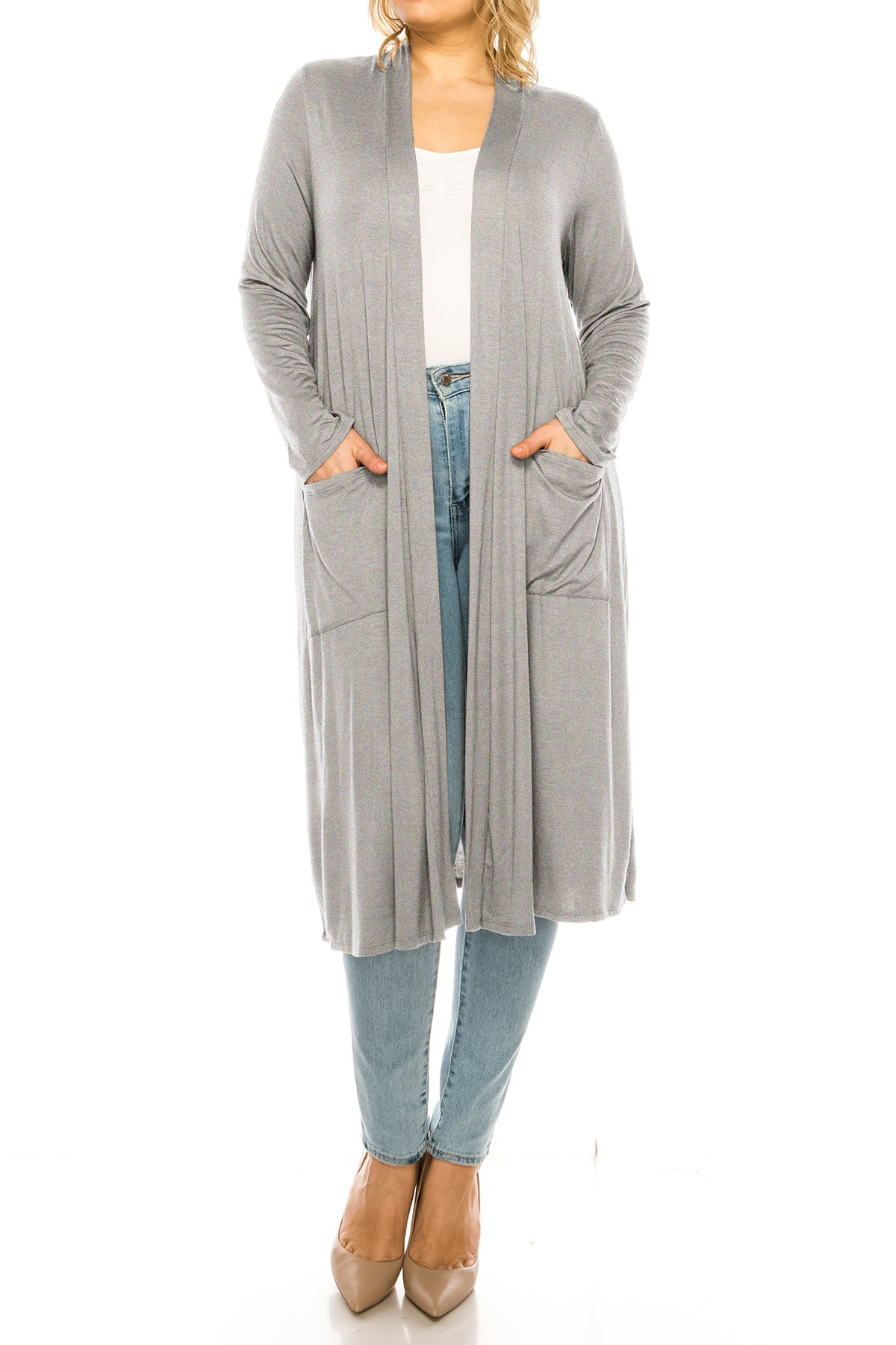 Women's Plus Size, Casual Long Open Front Drape Lightweight Duster Sweater Cardigan.