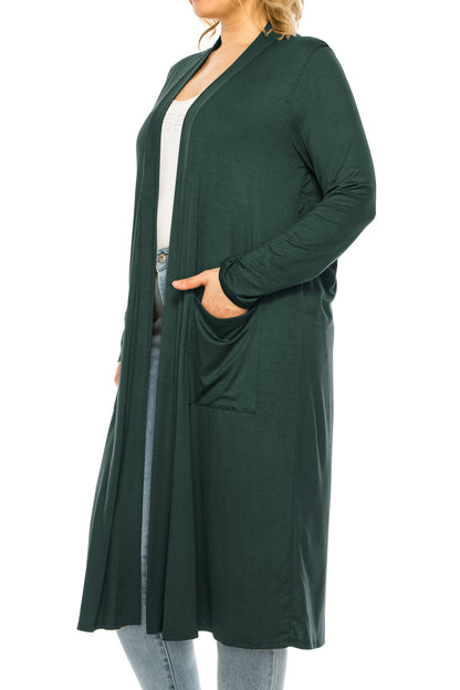 Women's Plus Size, Casual Long Open Front Drape Lightweight Duster Sweater Cardigan.