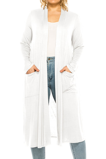 Women's Plus Size, Casual Long Open Front Drape Lightweight Duster Sweater Cardigan.