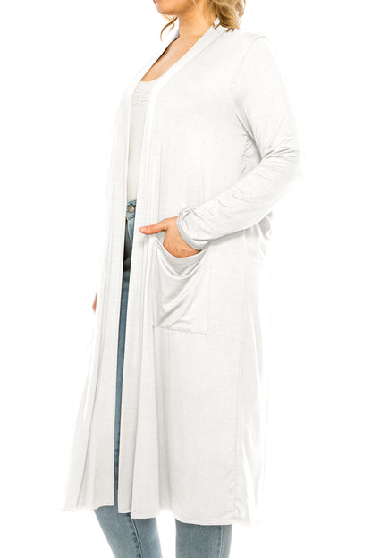 Women's Plus Size, Casual Long Open Front Drape Lightweight Duster Sweater Cardigan.