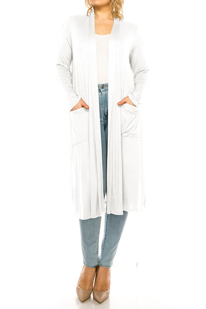 Women's Plus Size, Casual Long Open Front Drape Lightweight Duster Sweater Cardigan.