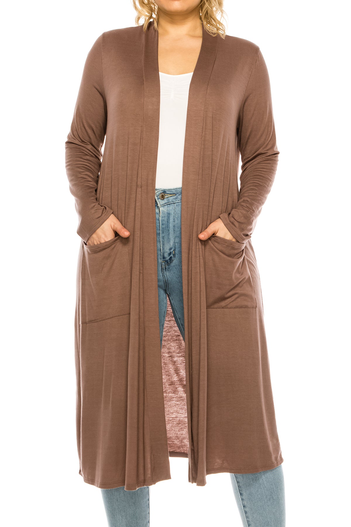 Women's Plus Size, Casual Long Open Front Drape Lightweight Duster Sweater Cardigan.