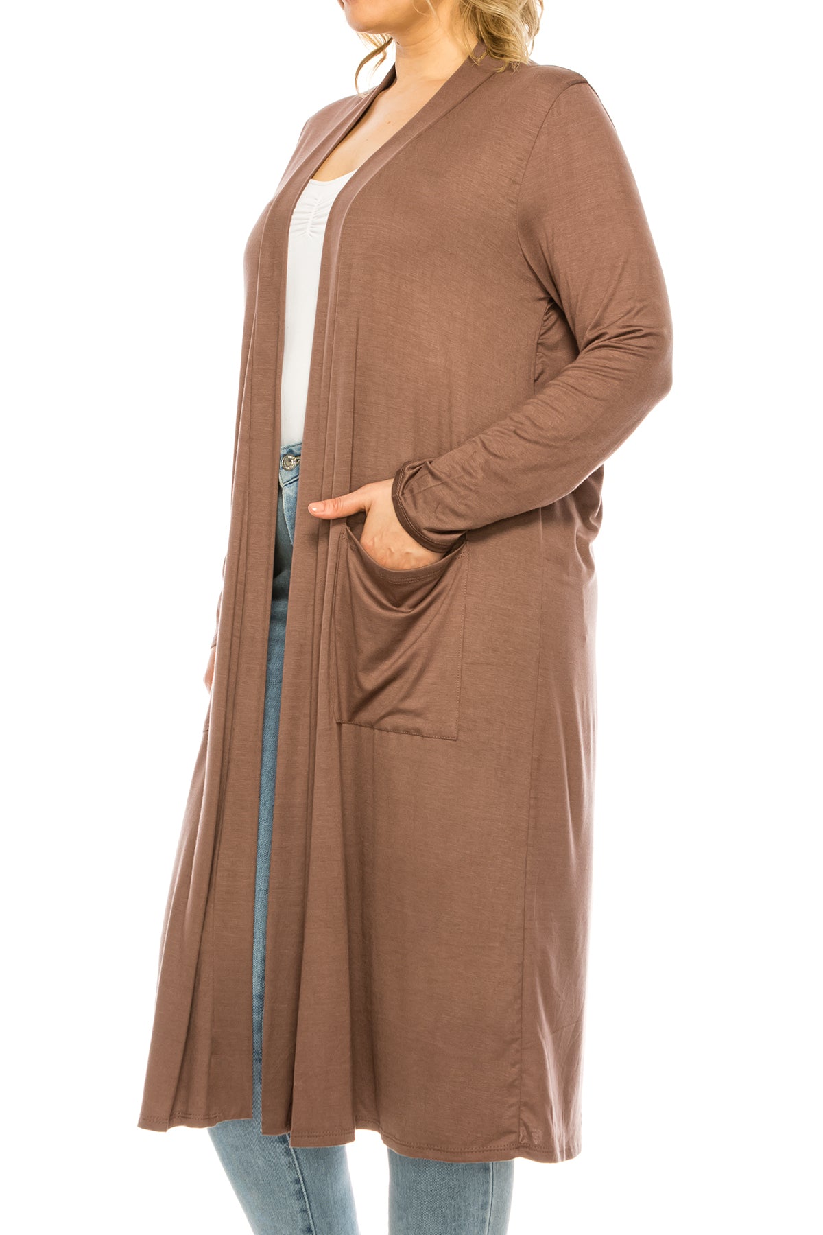 Women's Plus Size, Casual Long Open Front Drape Lightweight Duster Sweater Cardigan.