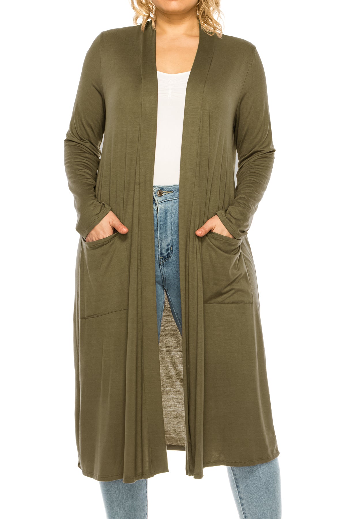 Women s Plus Size Casual Long Open Front Drape Lightweight Duster Sweater Cardigan