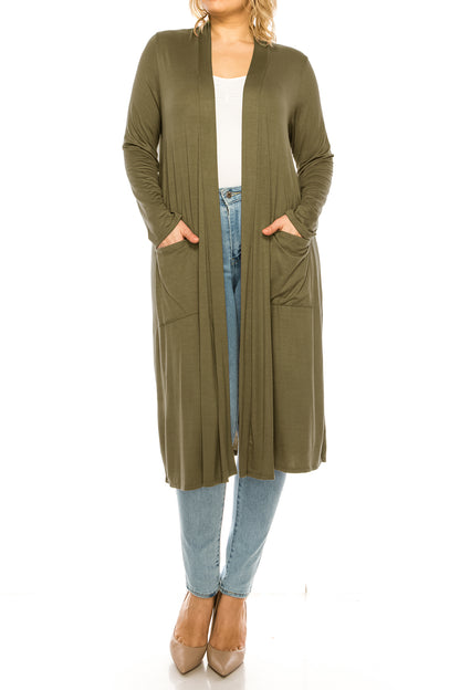 Women's Plus Size, Casual Long Open Front Drape Lightweight Duster Sweater Cardigan.