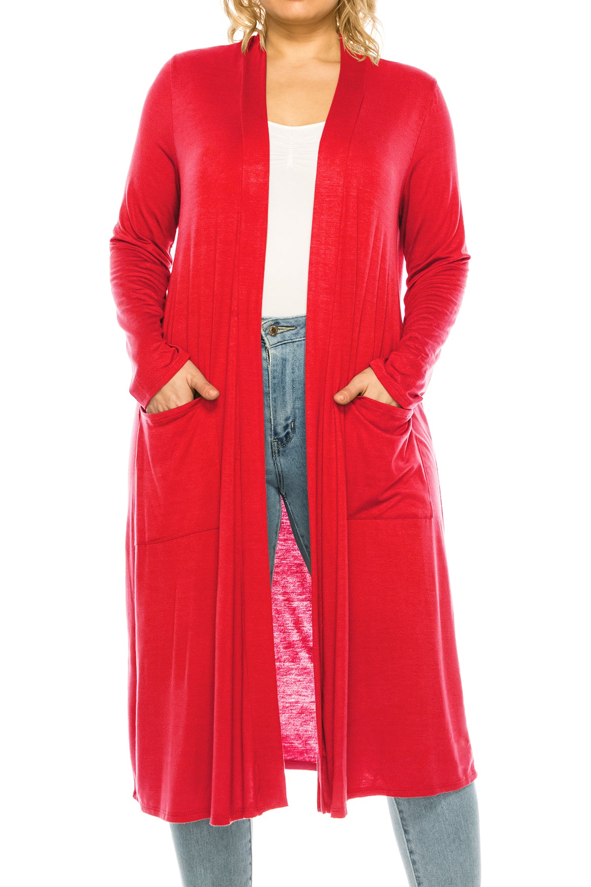 Women's Plus Size, Casual Long Open Front Drape Lightweight Duster Sweater Cardigan.