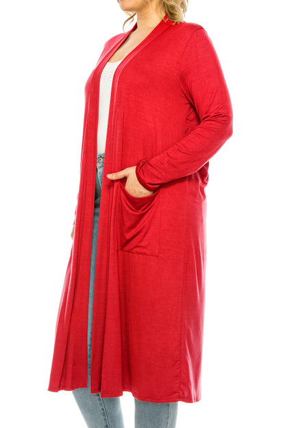 Women's Plus Size, Casual Long Open Front Drape Lightweight Duster Sweater Cardigan.