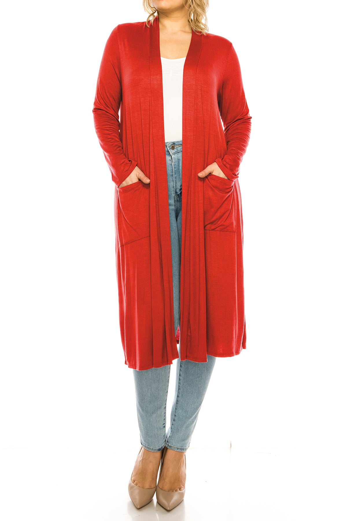 Women's Plus Size, Casual Long Open Front Drape Lightweight Duster Sweater Cardigan.