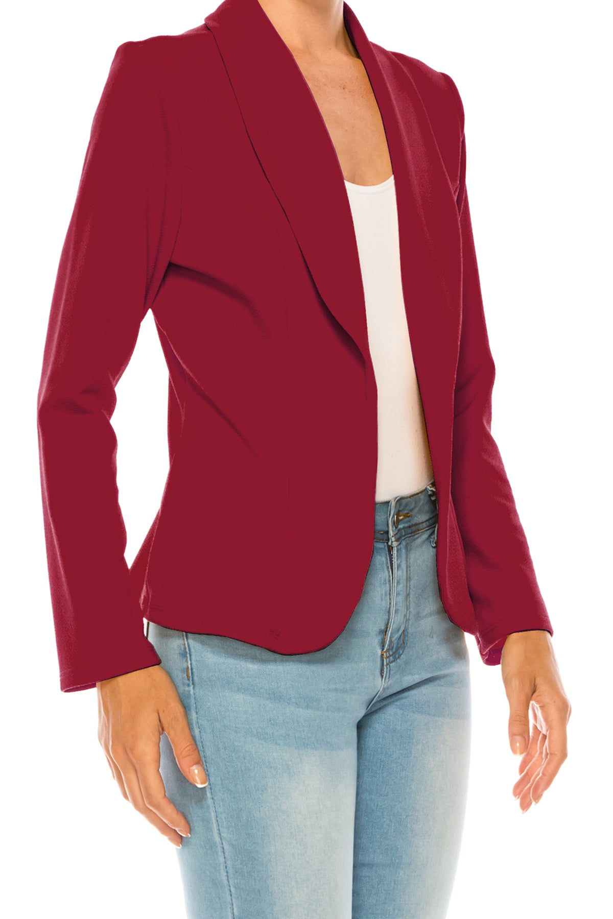 Women's Casual Solid Office Work Long Sleeve Fitted Blazer Jacket