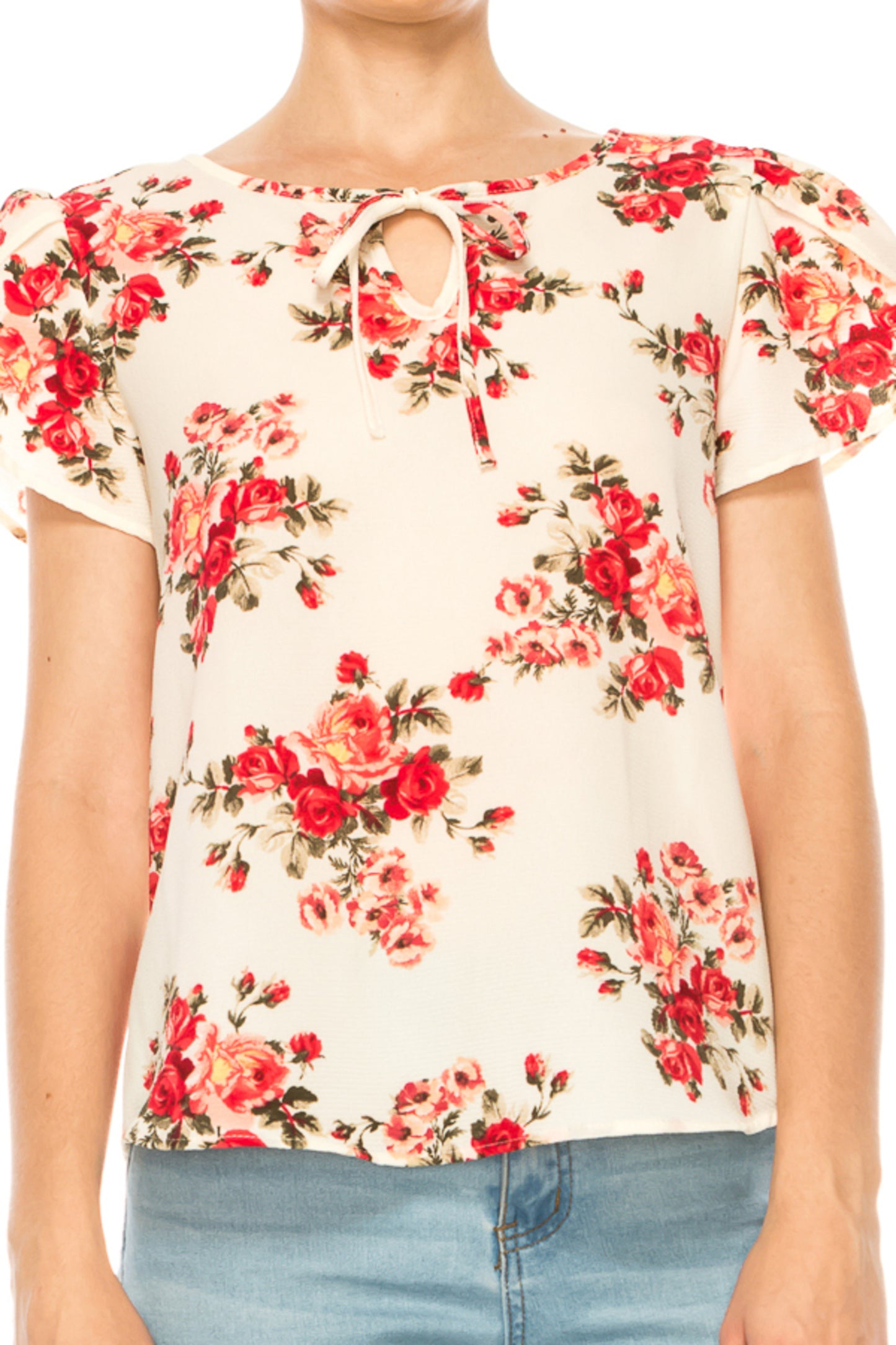 Floral Ivory Red