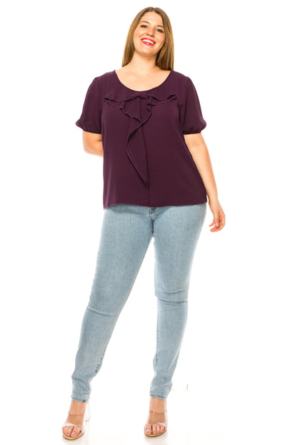 Women's Plus Size Ruffled Detail Tunic Blouse Top