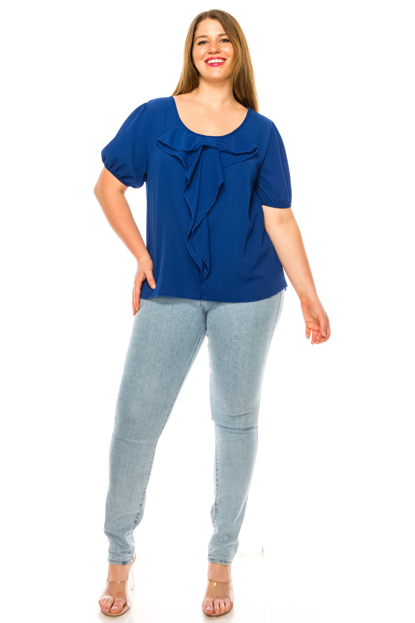 Women's Plus Size Ruffled Detail Tunic Blouse Top