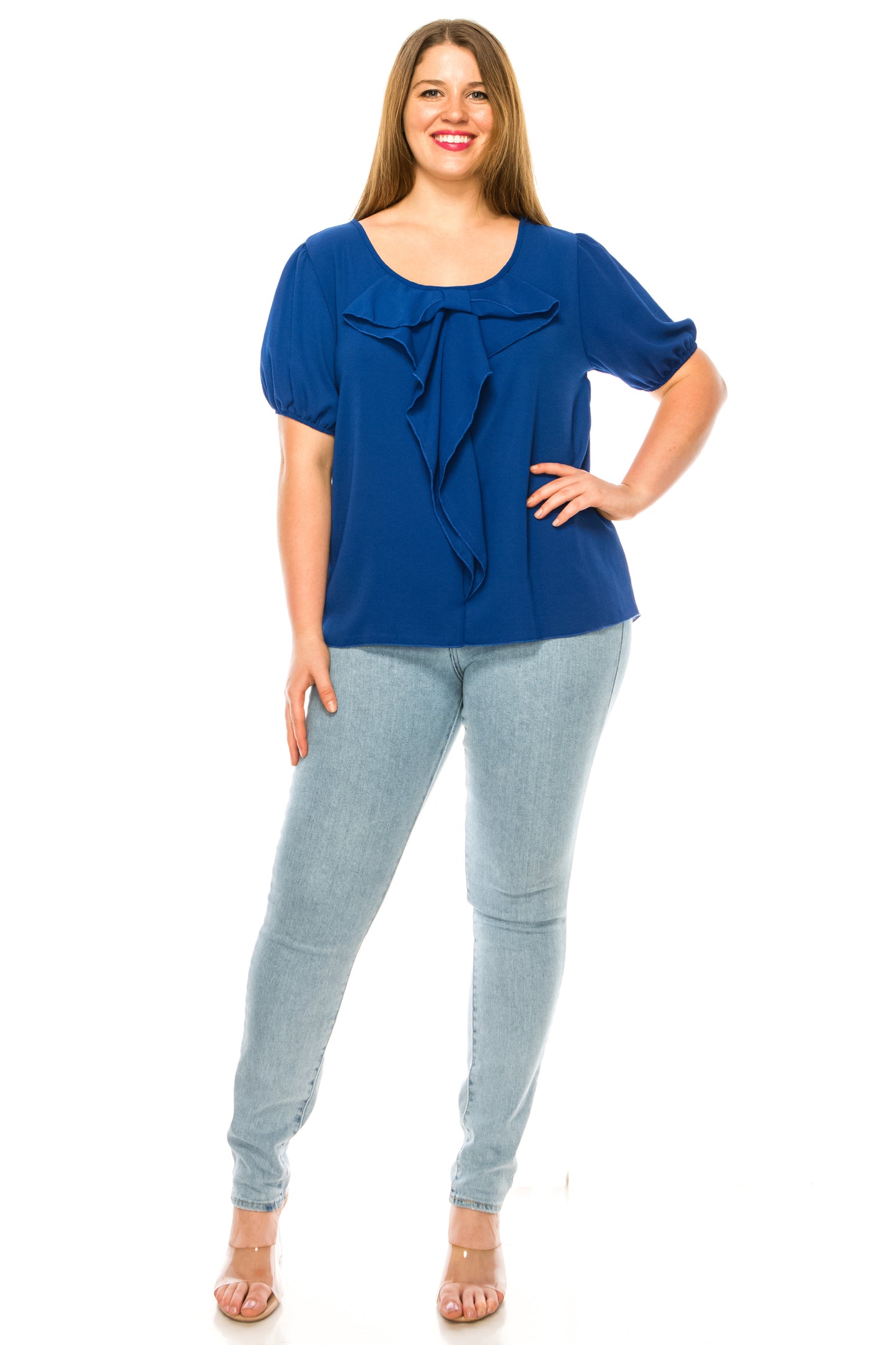 Women's Plus Size Ruffled Detail Tunic Blouse Top