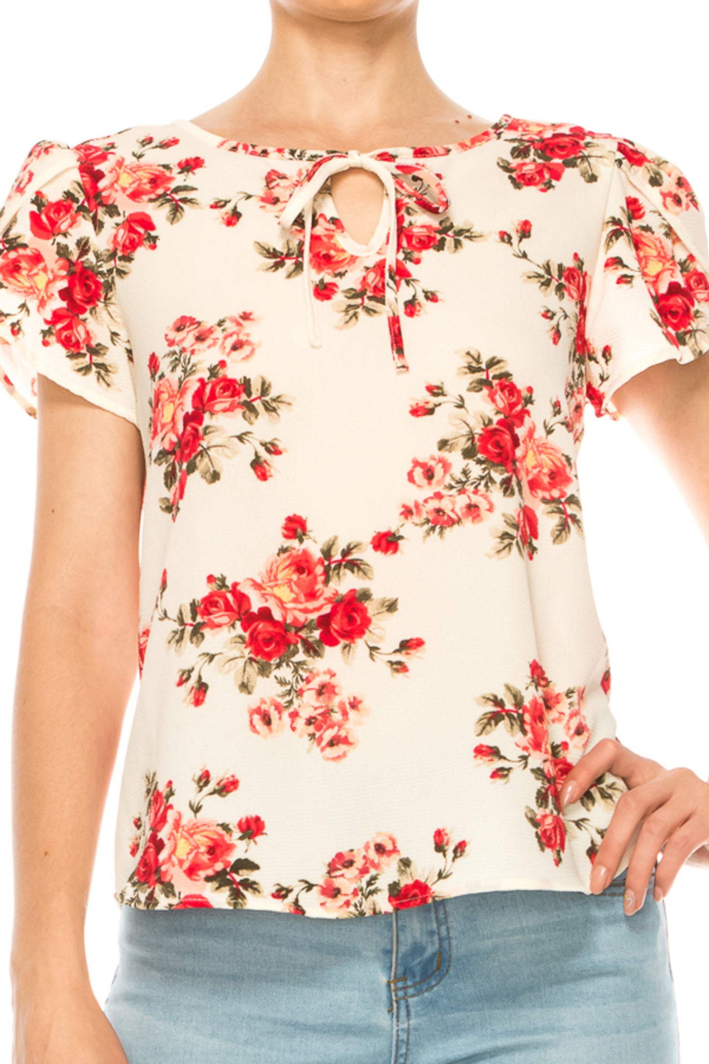 Floral Ivory Red