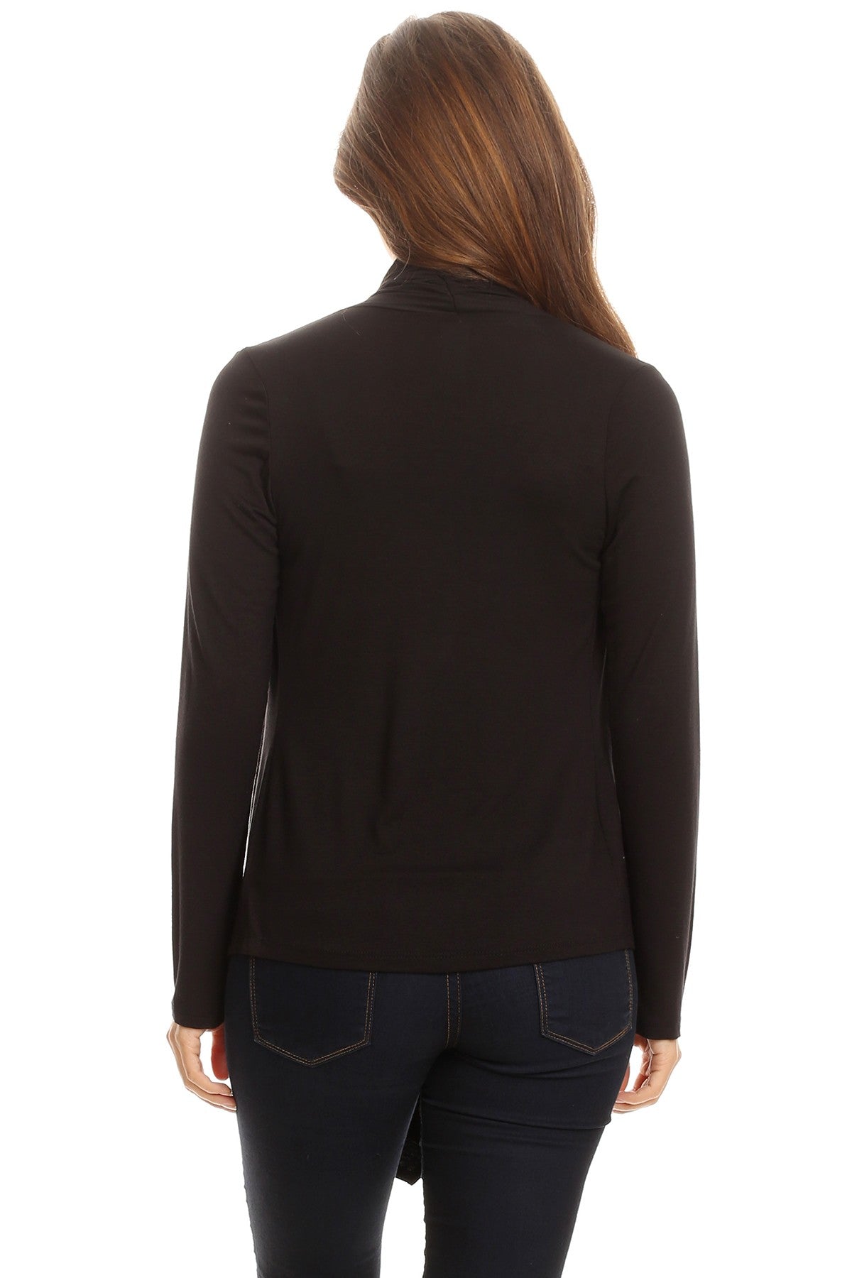 Women's Casual Solid Long Sleeve Drape Open Front Cardigan - FashionJOA