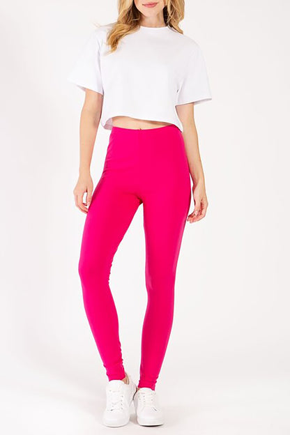 Women's Solid Basic High-Waisted Leggings