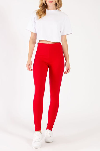 Women's Solid Basic High-Waisted Leggings